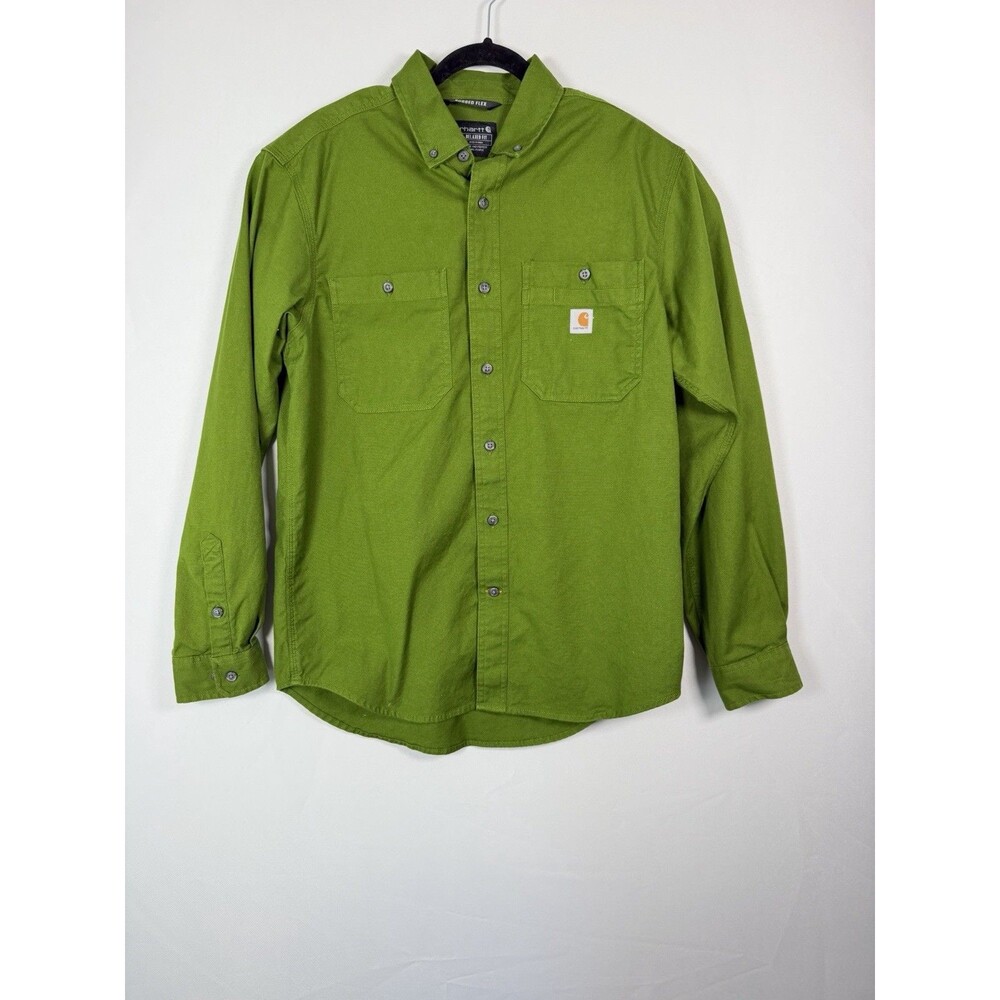 Carhartt Rugged Flex Men’s Medium Green Relaxed Fit Work Shirt Long Sleeve